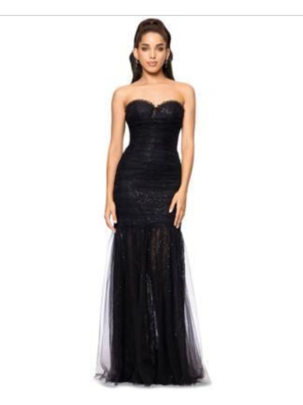 NWT Betsy & Adam Sequined Lace Corset Gown Black Size 12